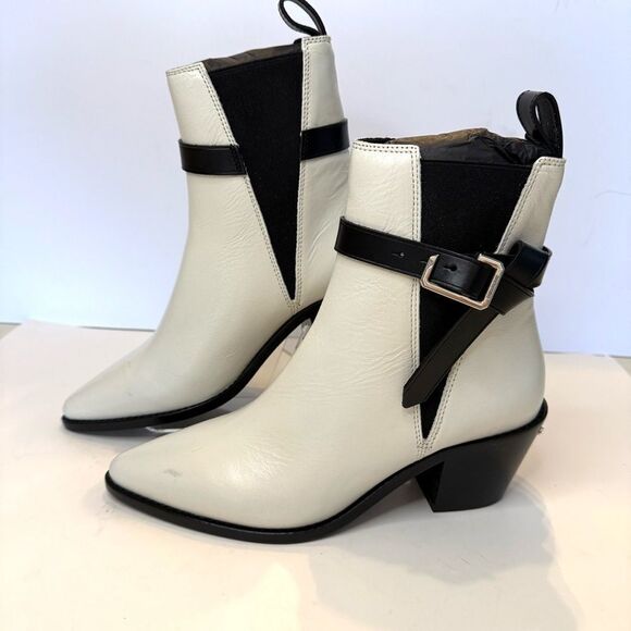 Zadig and Voltaire Tyler Ankle‎ Boots Black/White Wings Logo Sz 6 NIB - Picture 2 of 8